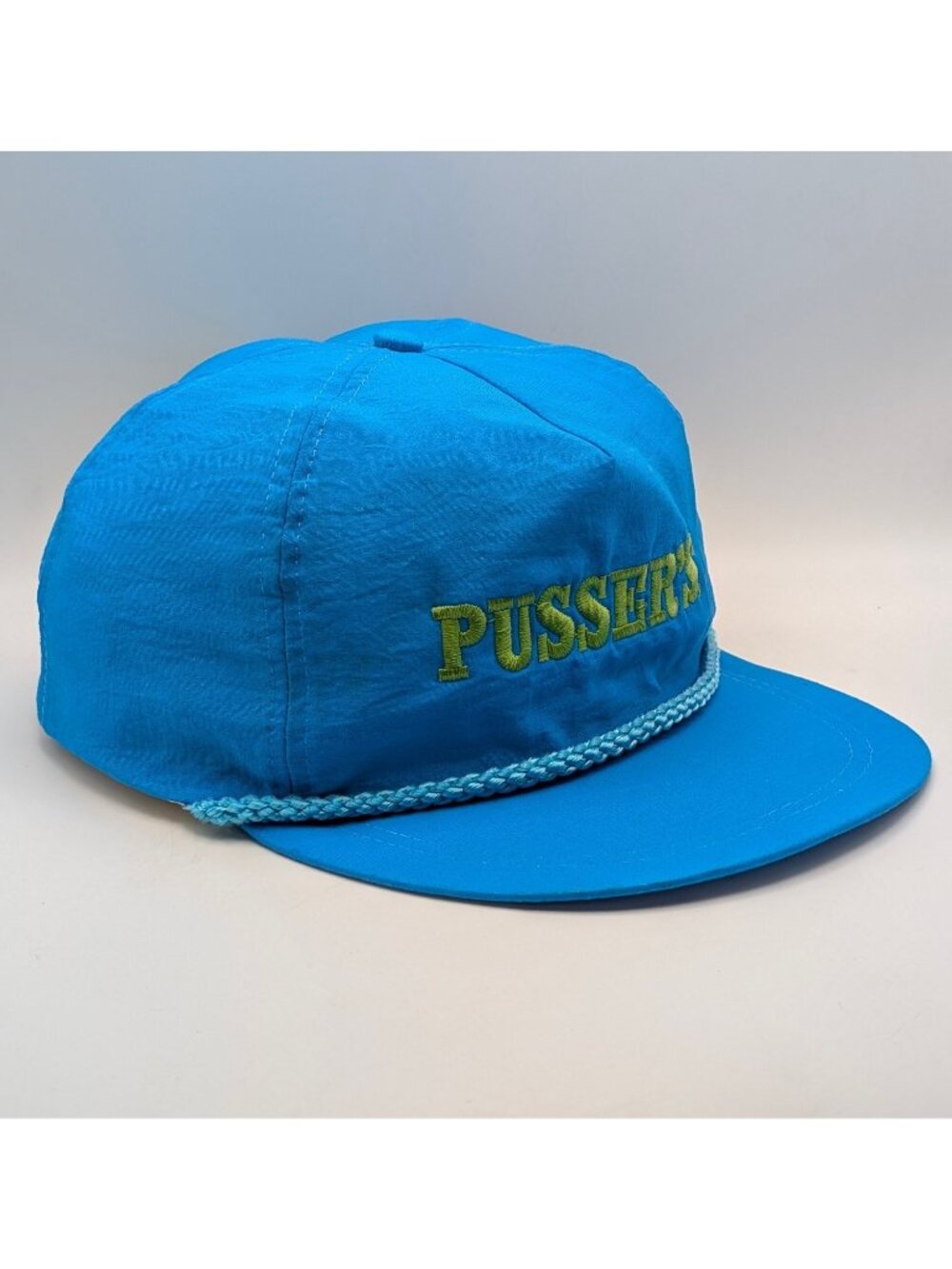Pusser's Rum Blue Green Rope Baseball Hat Cap Snapback Vintage Retro Neon